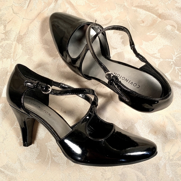 Covington Black Patent Leather Cross strap Pumps - Picture 3 of 3